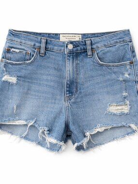 Abercrombie & Fitch Light Blue Distressed Denim Jean Shorts